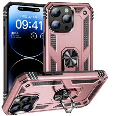  iPhone 15 Pro Max Skal Shockproof Armor Ring Ros&eacute;guld