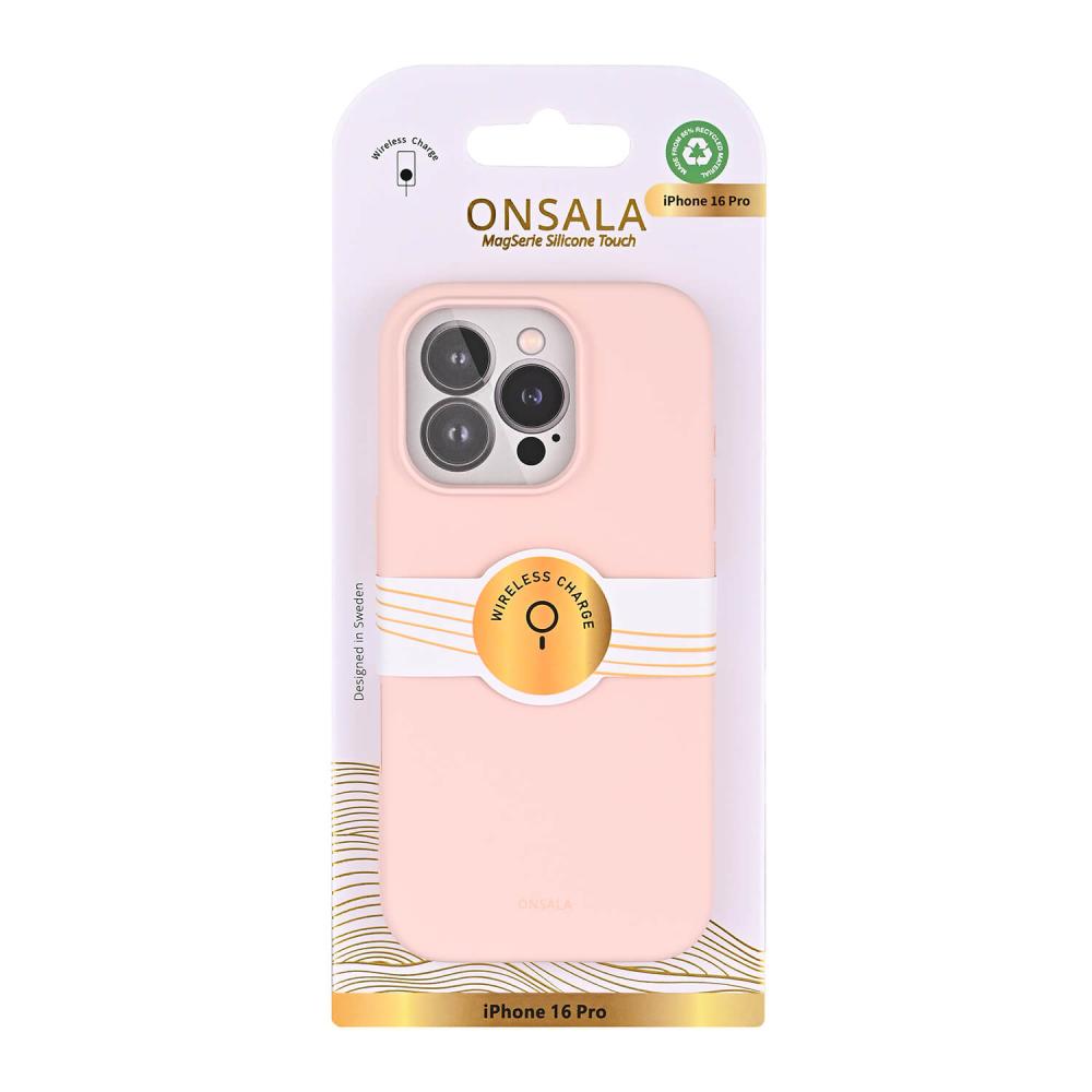 Onsala Onsala iPhone 16 Pro Mobilskal Med Silikonkänsla Chalk Pink