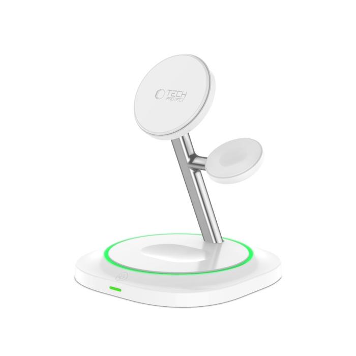 Bild 4, Tech-Protect Tech-Protect 15W Qi 3in1 Magnetisk MagSafe Laddare Vit