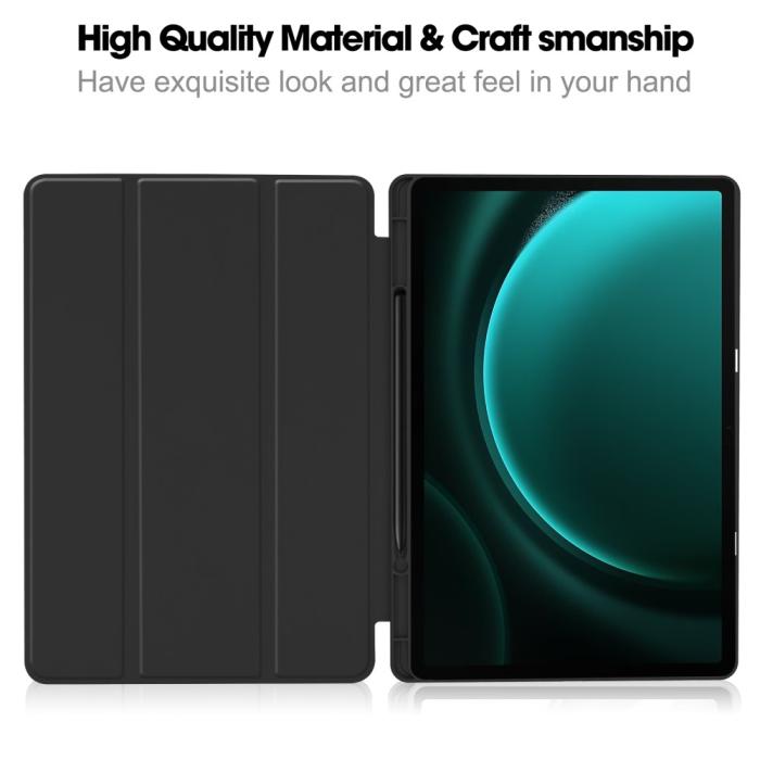 Bild 2,  Galaxy Tab S9 FE Plus Fodral Tri-Fold Pennhållare Svart