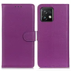  Motorola Edge 40 Pro 5G Fodral Litchi L&auml;der Lila