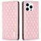BINFEN BINFEN iPhone 16 Pro Fodral Diamond Flip Läder Rosa