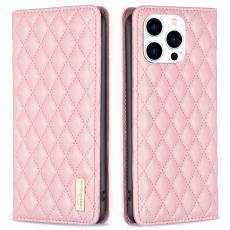 BINFEN BINFEN iPhone 16 Pro Fodral Diamond Flip L&auml;der Rosa