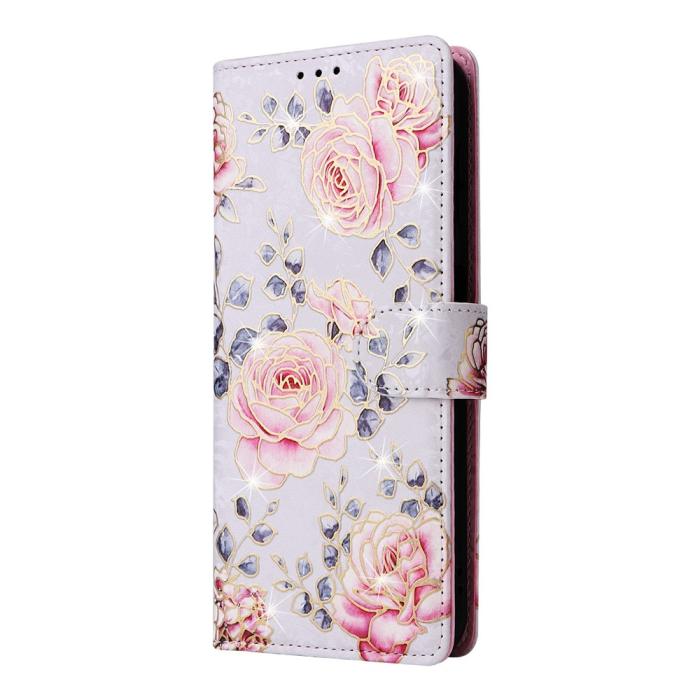 Bild 6,  Samsung Galaxy A57 5G Fodral RFID Läder Rosa Blommor