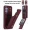  Samsung Galaxy S26 Skal Multifunktionellt Läder Vinröd