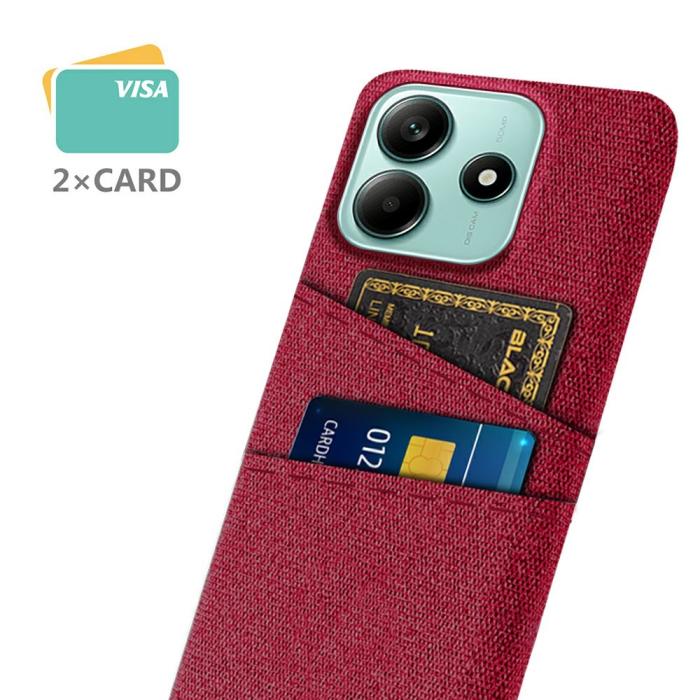 Bild 2,  Xiaomi Redmi Note 14 5G Skal Med Kortfack Tygbelagt Röd
