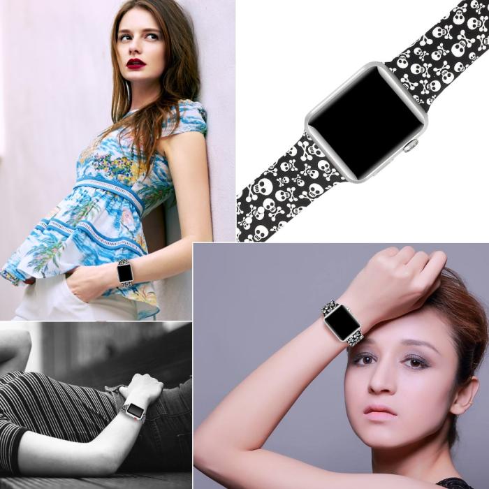 Bild 5,  Silikon Armband Apple Watch 42/44/45/46/49 mm Döskallar