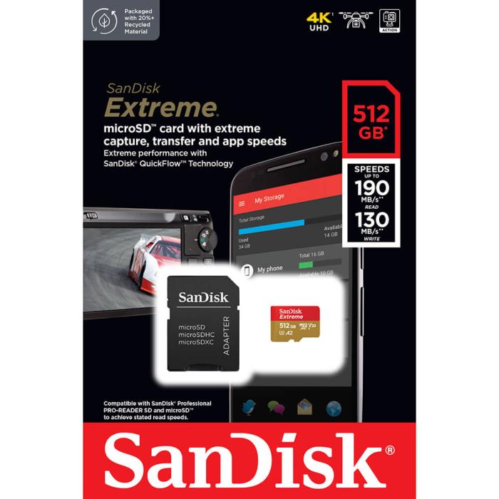 Bild 2, SanDisk SanDisk MicroSDXC Extreme 512 GB 190MB/s Inkl. Adapter