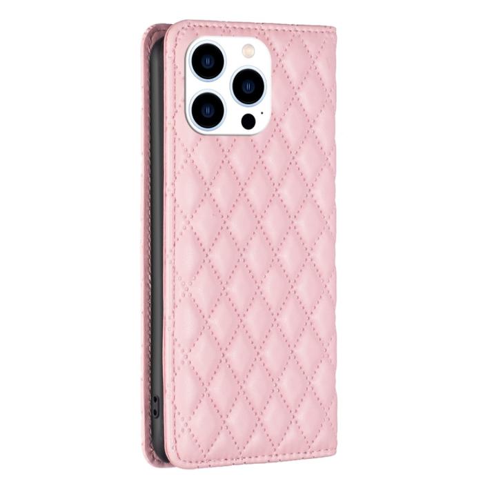 Bild 6, BINFEN BINFEN iPhone 16 Pro Fodral Diamond Flip Läder Rosa