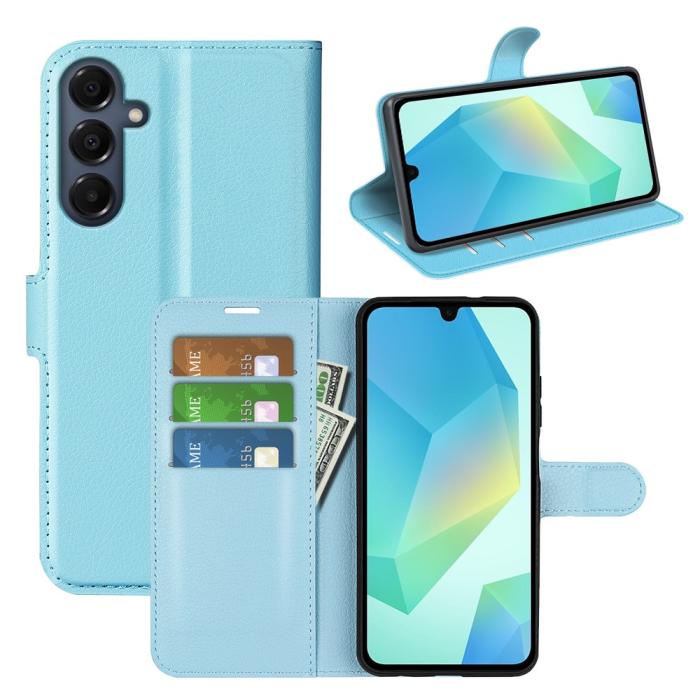 Bild 5,  Samsung Galaxy A17 Fodral Litchi Läder Blå