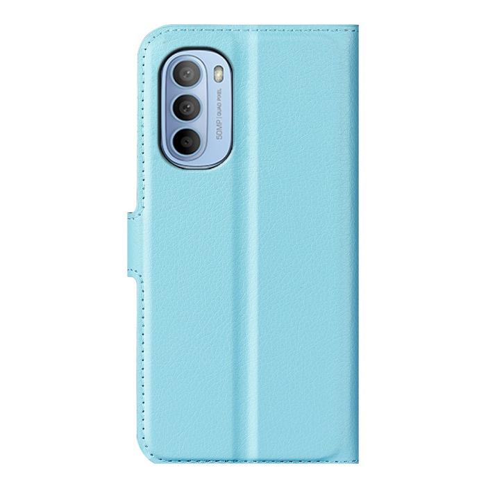 Bild 3,  Motorola Moto G31 / G41 Fodral Litchi Textur Ljus Blå