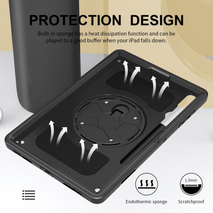 Bild 6,  Samsung Galaxy Tab S9 Plus Skal 360 Rotation Shockproof Med Rem