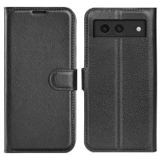  Google Pixel 8A Litchi L&auml;der Fodral Svart