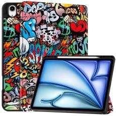  iPad Air 13 2026-2024 Tri-Fold Fodral Med Pennh&aring;llare Grafitti