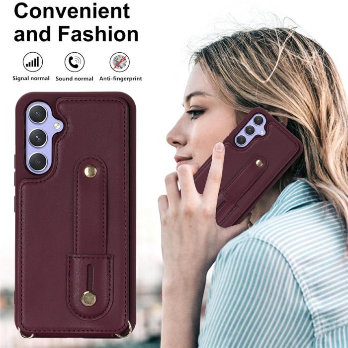 Bild 6,  Samsung Galaxy S26 Skal Multifunktionellt Läder Vinröd