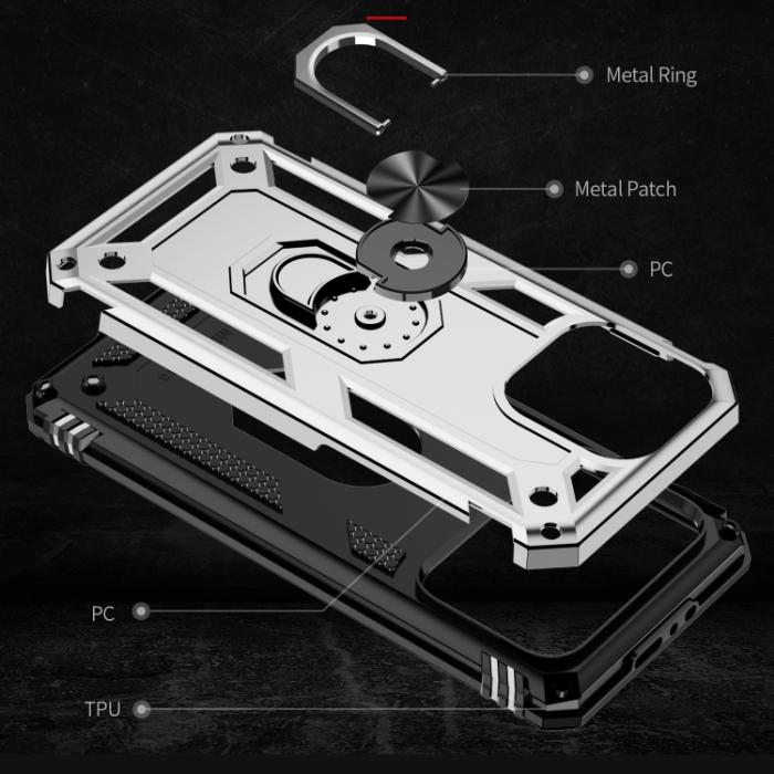 Bild 5,  iPhone 15 Pro Max Skal Shockproof Armor Ring Silver