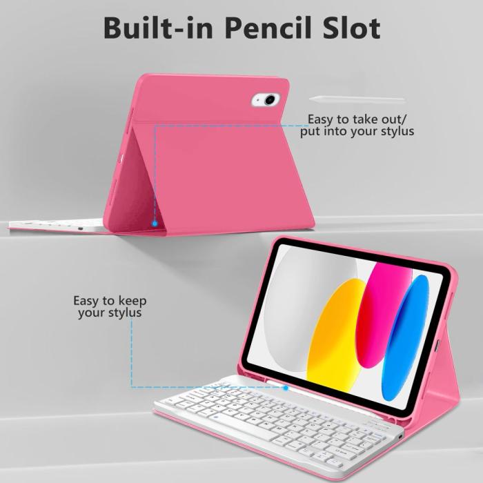 Bild 4, Tech-Protect Tech-Protect iPad 11 2025/10.9 2022 Fodral SC Tangentbord Magenta