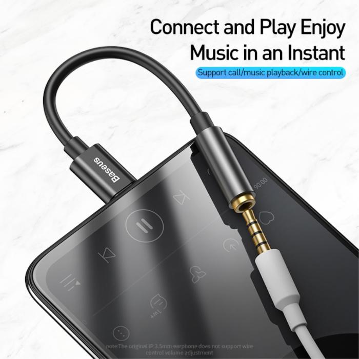 Bild 4, BASEUS BASEUS USB-C till 3.5mm AUX Adapter, DAC Svart