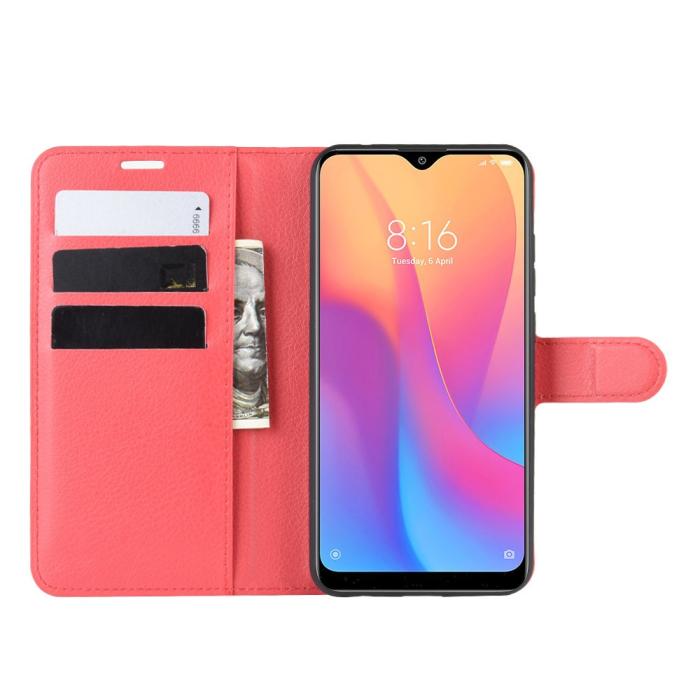 Bild 5,  Xiaomi Redmi 8A - Litchi Plånboksfodral - Röd