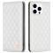 BINFEN BINFEN iPhone 16 Pro Fodral Diamond Flip Läder Vit