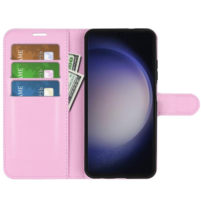 Bild 2,  Samsung Galaxy S24 Ultra Fodral Läder Litchi Ljus Rosa