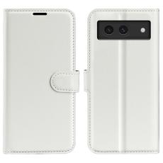  Google Pixel 8A Litchi L&auml;der Fodral Vit