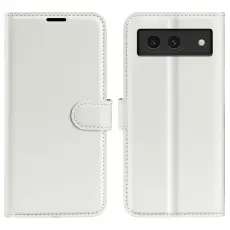  Google Pixel 8A Litchi L&auml;der Fodral Vit