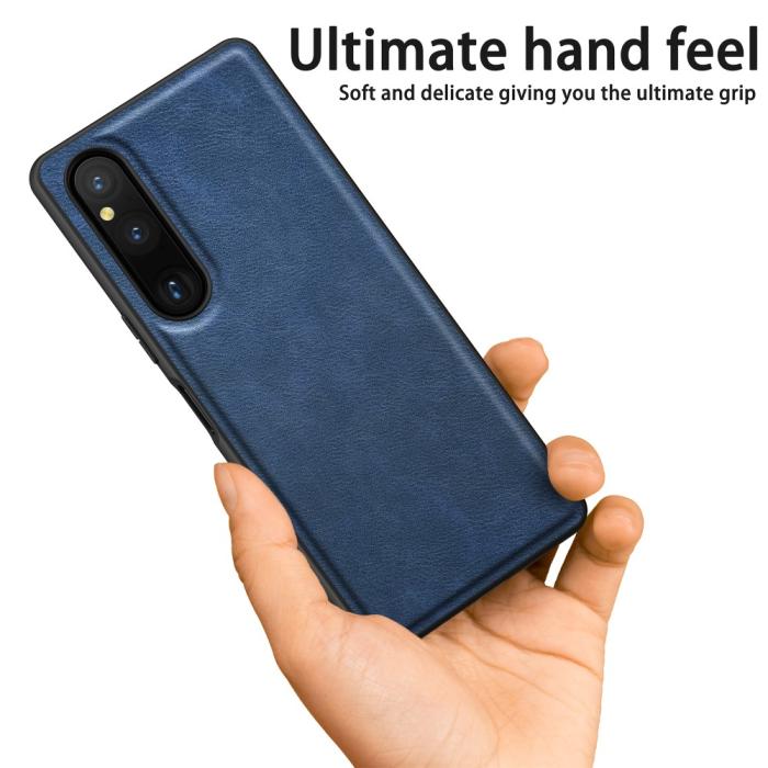 Bild 2,  Sony Xperia 1 V Skal Retro Läder Blå