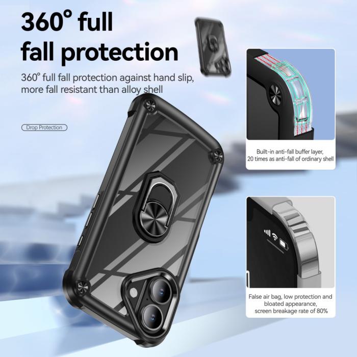 Bild 5,  iPhone 16 Skal Shockproof Ring Hybrid Svart
