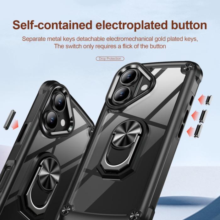 Bild 6,  iPhone 16 Skal Shockproof Ring Hybrid Svart