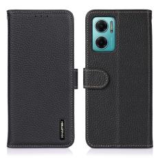 KHAZNEH KHAZNEH Xiaomi Redmi 10 5G Fodral Litchi &Auml;kta L&auml;der Svart