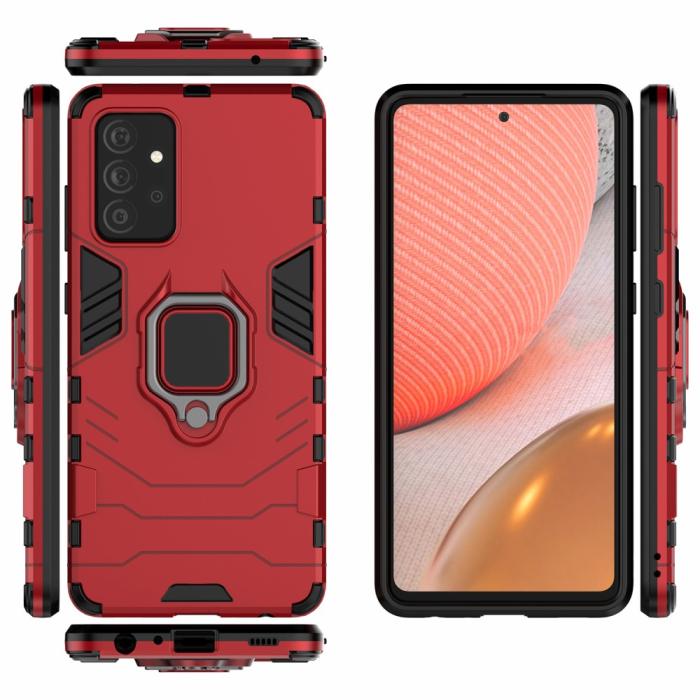 Bild 4,  Samsung Galaxy A72 - Hybrid Ring Skal - Röd