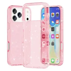  iPhone 18 Pro/17 Pro Skal Hybrid Glitter Rosa