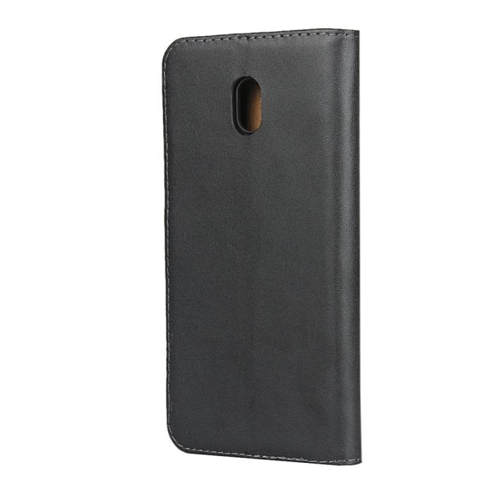 Bild 4,  Xiaomi Redmi 8A - Äkta Läder Plånboksfodral - Svart