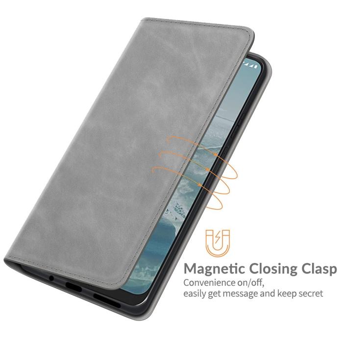 Bild 6,  Nokia G10 / G20 Fodral Skin Touch Läder Grå
