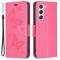  Samsung Galaxy S23 Fodral Med Fjäril Tryck Rosa