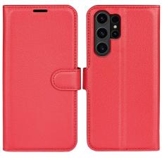  Samsung Galaxy S24 Ultra Fodral L&auml;der Litchi R&ouml;d