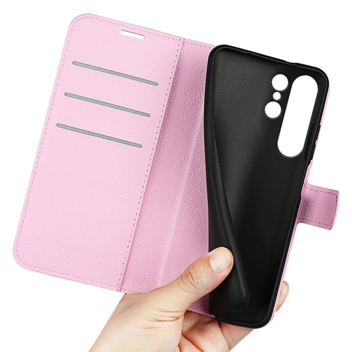 Bild 4,  Samsung Galaxy S24 Ultra Fodral Läder Litchi Ljus Rosa