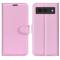  Google Pixel 8A Litchi Läder Fodral Ljus Rosa