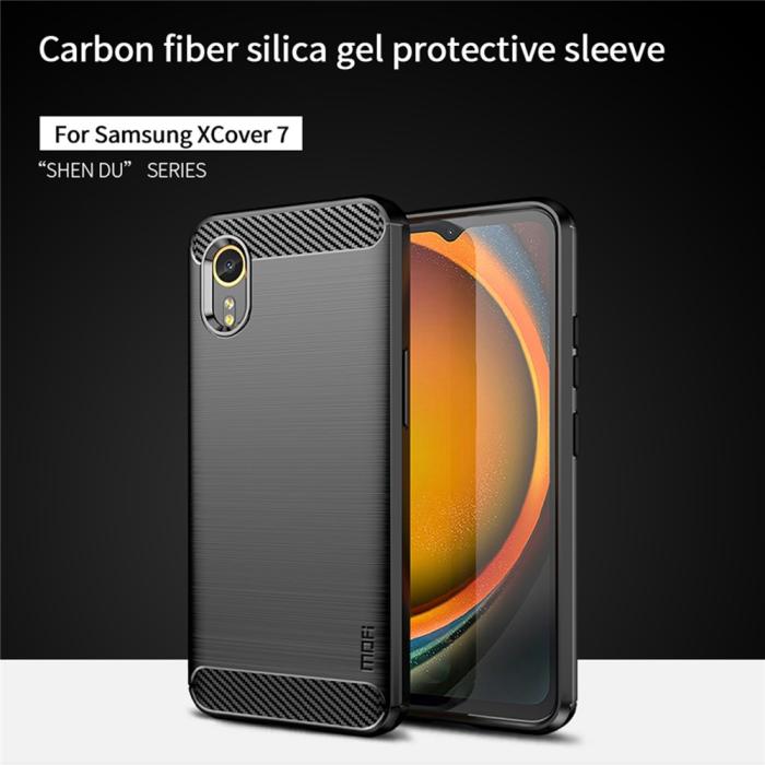 Bild 3, MOFI MOFI Samsung Galaxy Xcover 7 Skal Borstad Stål Textur Svart