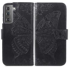  Samsung Galaxy S22 Plus Fodral Butterfly Tryckt L&auml;der Svart