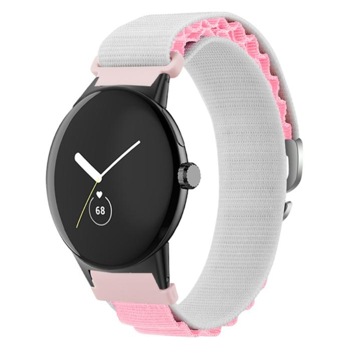 Bild 3,  Google Pixel Watch / Watch 2 Armband Nylon Pro Vit/Rosa