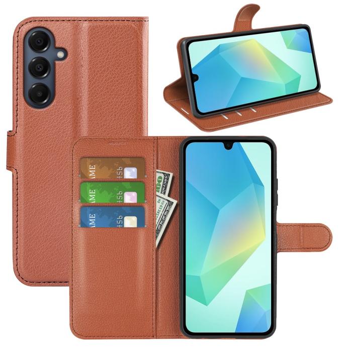 Bild 5,  Samsung Galaxy A17 Fodral Litchi Läder Brun