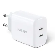 UGREEN Ugreen 40W 2x USB-C PD Snabbladdare V&auml;ggladdare Vit