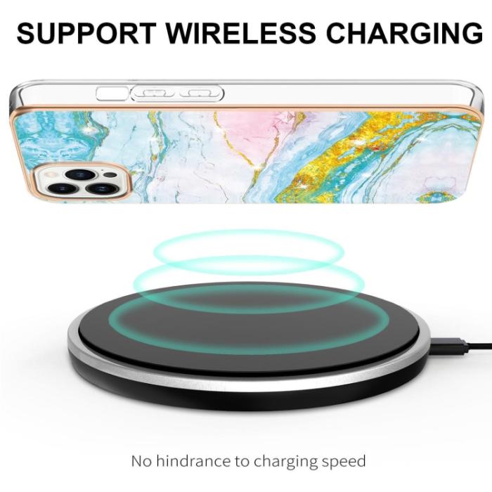 Bild 3,  iPhone 14 Pro Skal Marmor Electroplate TPU