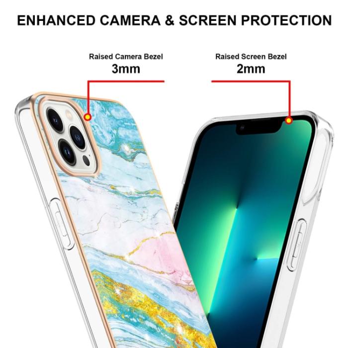Bild 4,  iPhone 14 Pro Skal Marmor Electroplate TPU