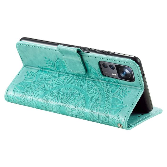 Bild 4,  Xiaomi 12T / 12T Pro Fodral Mandala Läder Grön