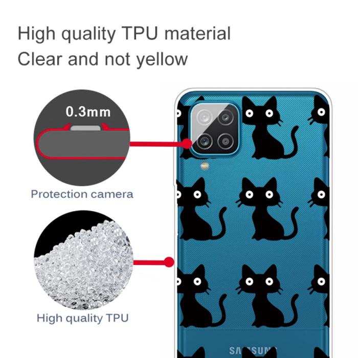 Bild 2,  Samsung Galaxy A12 - Skal Med Tryck - Svarta Katter