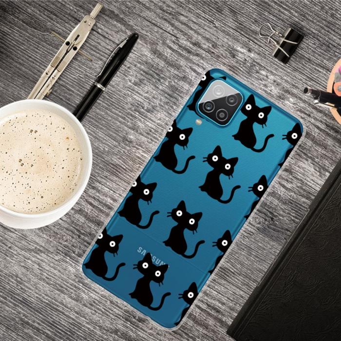 Bild 4,  Samsung Galaxy A12 - Skal Med Tryck - Svarta Katter