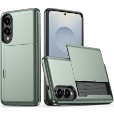  Samsung Galaxy S25 Edge Skal Hybrid Med Kortfack Milit&auml;r Gr&ouml;n
